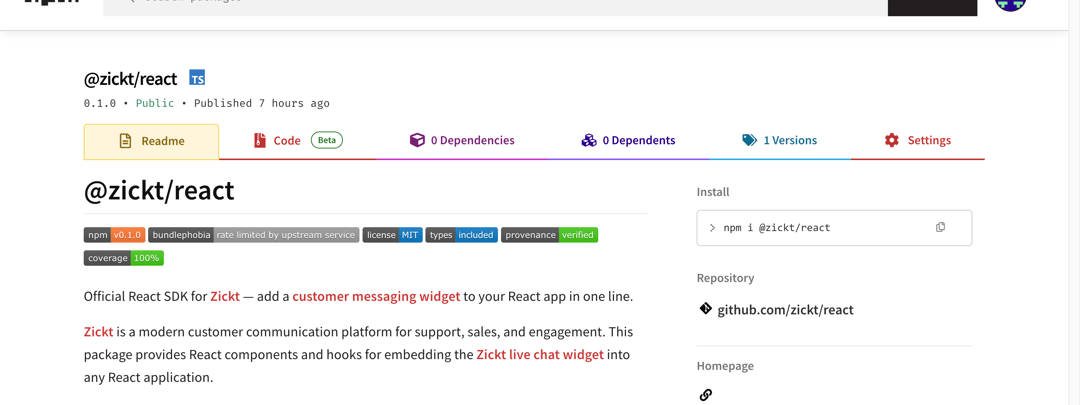 Zickt React SDK is Now on NPM