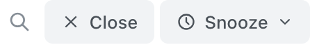 Conversation header showing close, snooze, and search action buttons