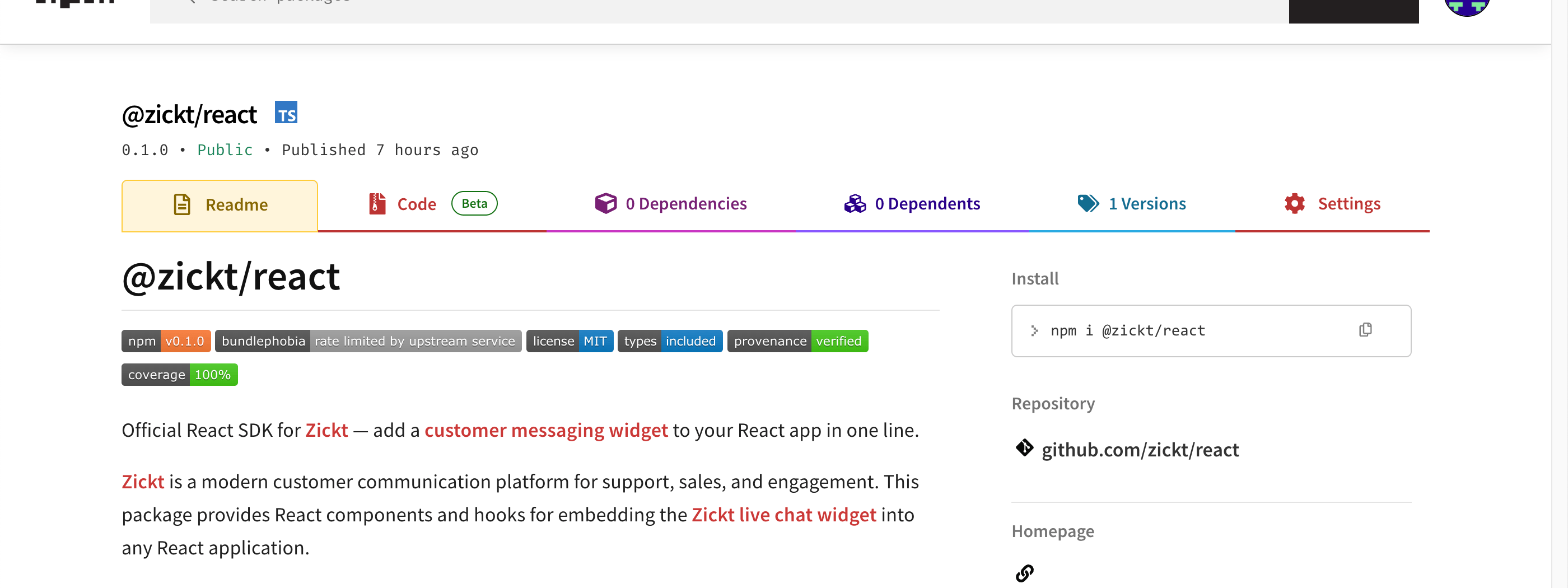 Zickt React SDK is Now on NPM